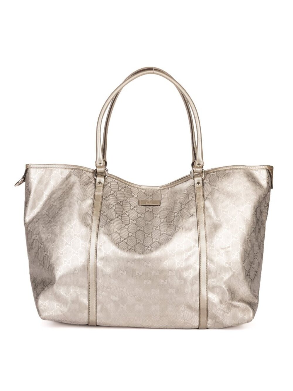 Gucci Imprime Tote Bag Metallic Gray Guccissima Leather